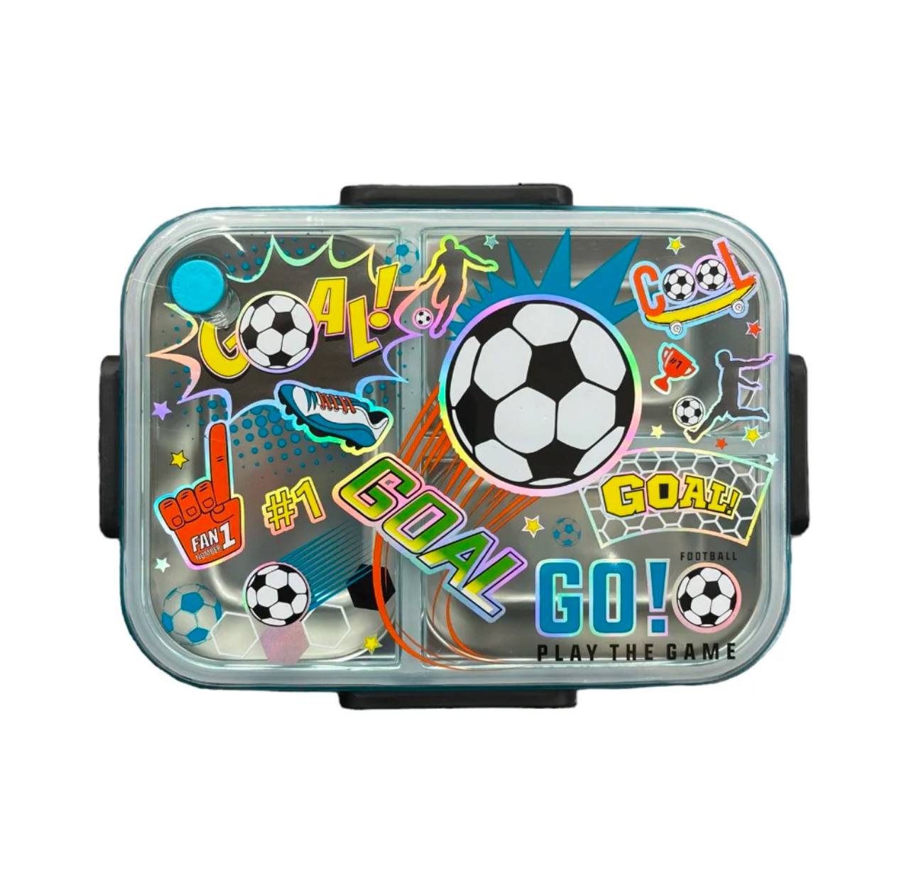 “ظرف غذای استیل فانتزی با طرح فوتبال مناسب برای کودکان”