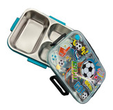 “ظرف غذای گیمینگ استیل با طراحی فوتبال و قابلیت تقسیمبندی برای ناهار یا میانوعده”