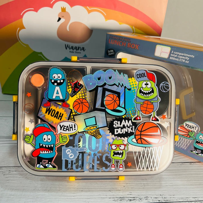 “ظرف غذای استیل فانتزی با طرح کارخانه هیولا مناسب برای کودکان”