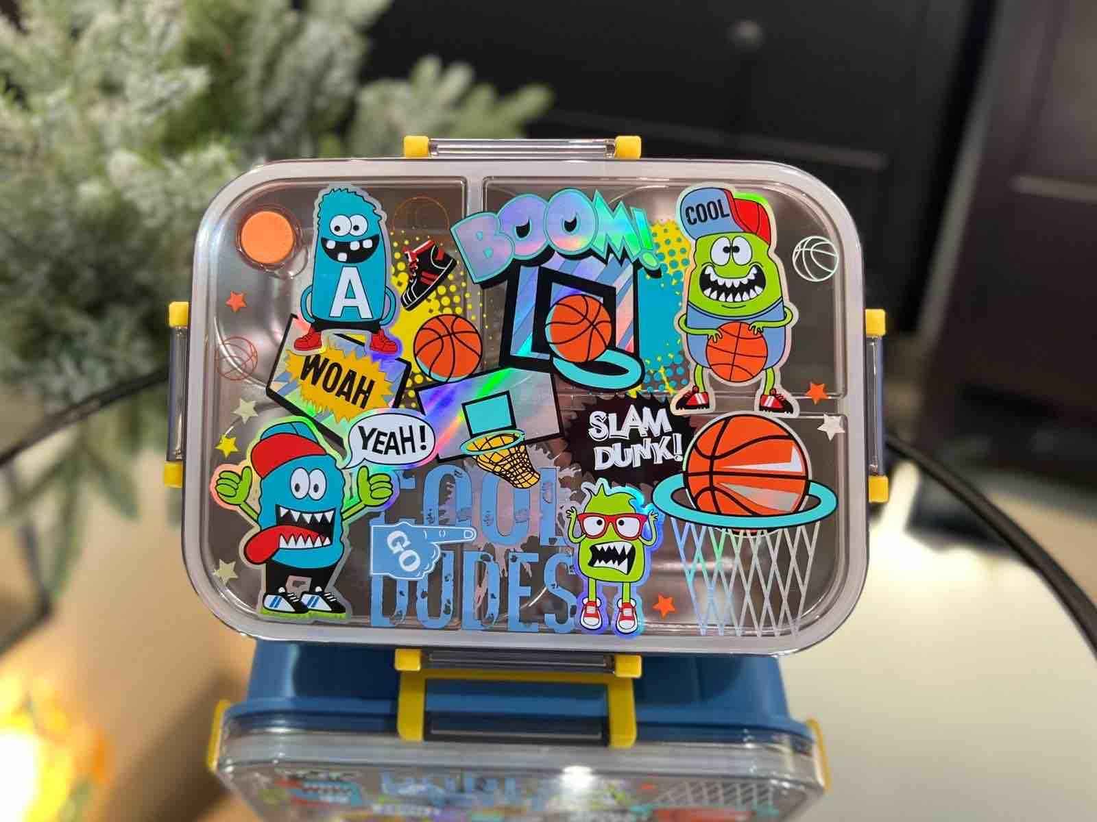 “ظرف غذای استیل سه بخش تقسیم شده، مناسب برای ناهار و میان‌وعده کودکان”