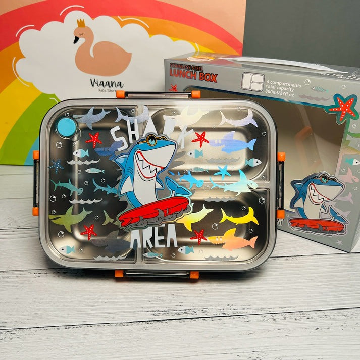 “ظرف غذای گیمینگ استیل با طراحی کوسه و قابلیت تقسیمبندی برای ناهار یا میانوعده”