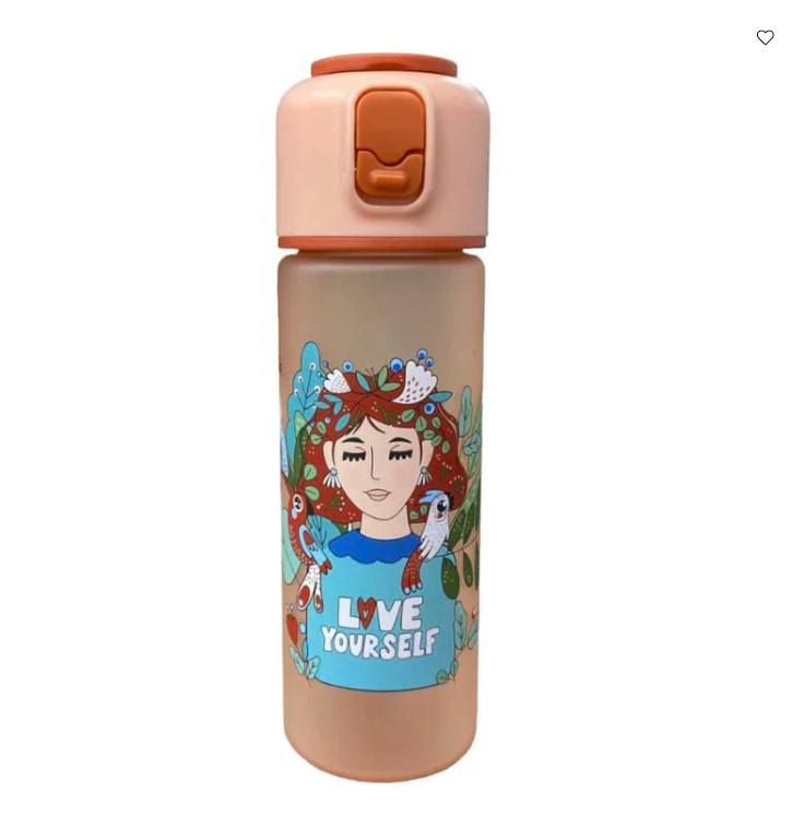 بطری آب پلاستیکی با ظرفیت ۵۰۰ میلی‌لیتر و طراحی کودک‌پسند