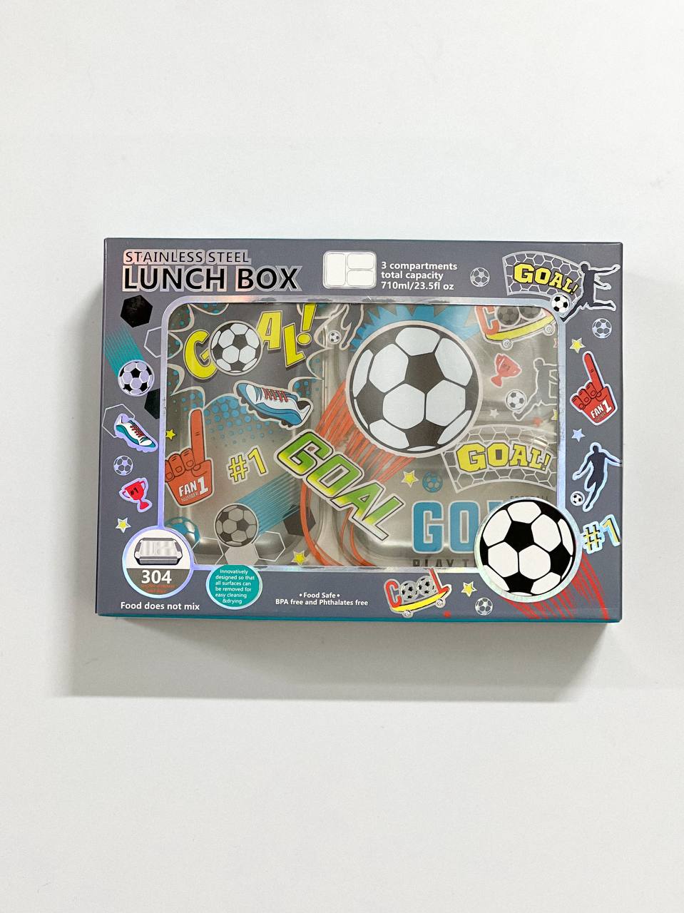 ظرف غذای استیل سه خانه، ضد نشت، با درب طرح‌دار، مناسب برای کودکان، برند وست، مدل 1000835.