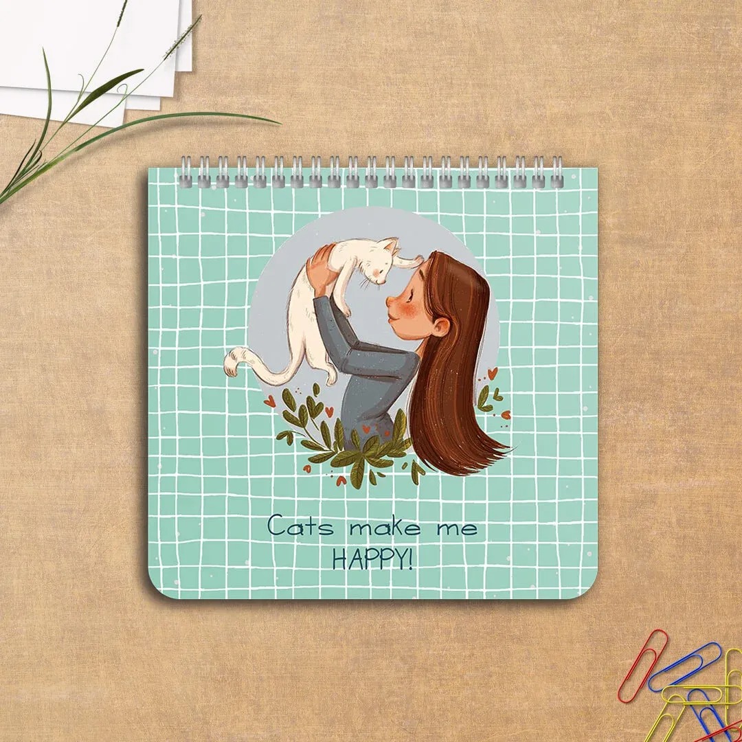 دفتر یادداشت نقطه‌ای ۶۰ برگ پانداک طرح گربه